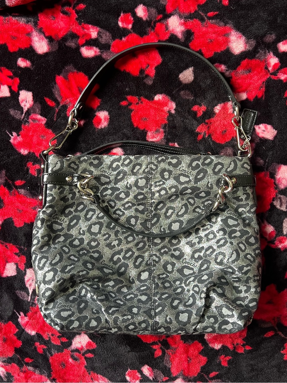 Coach Leopard Glitter Hobo Bag